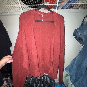Free People Terracotta Open-Front Cardigan